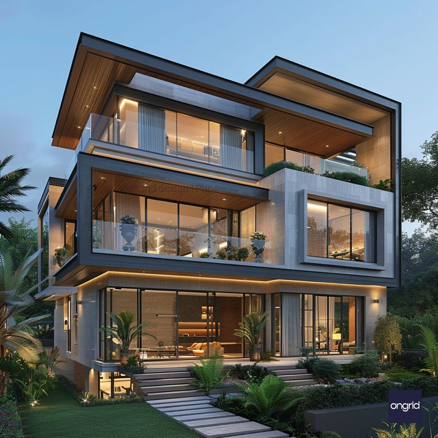 Three Floor Home Design - 50+ Modern Elevations – Ongrid Design