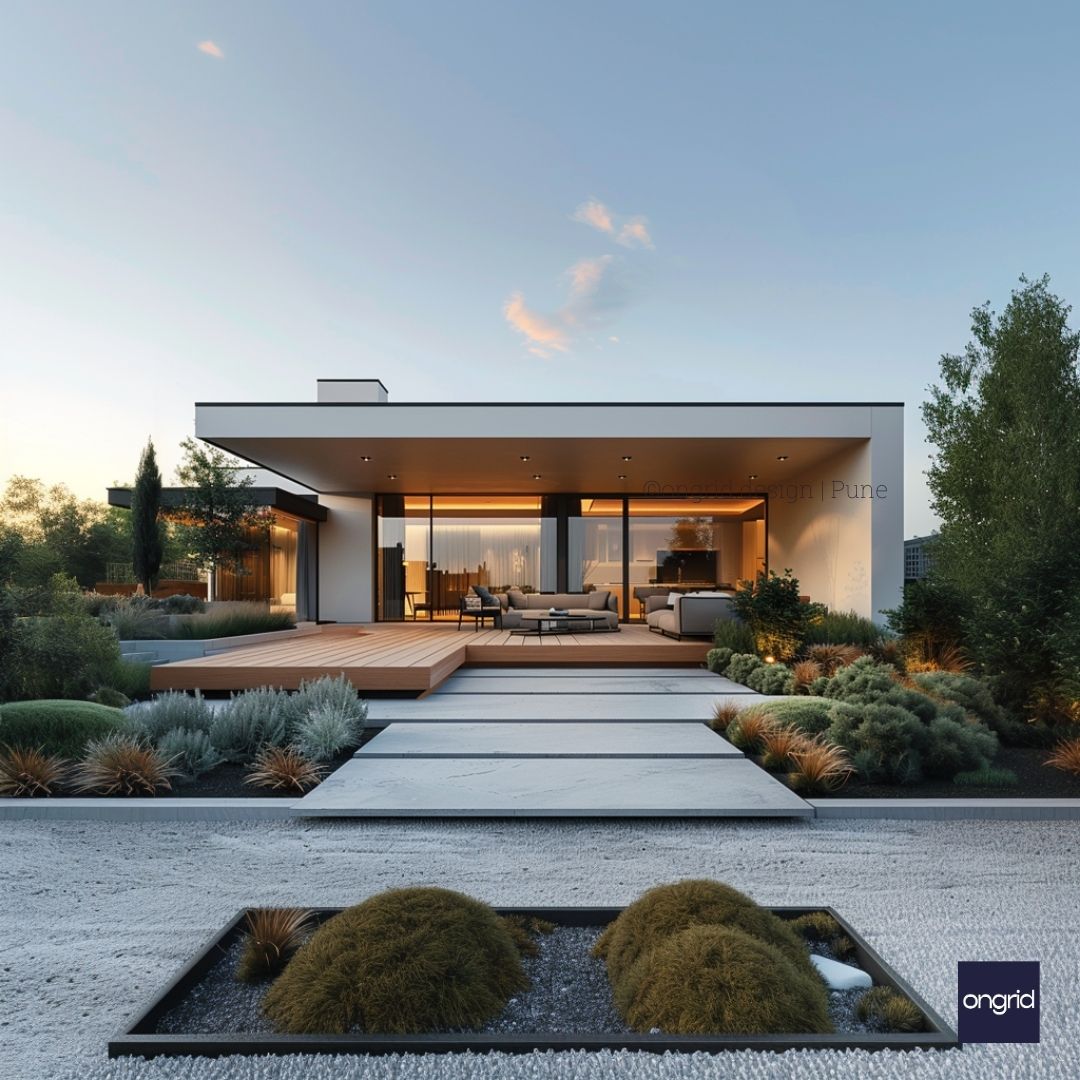 Twilight Serenity: Single Floor Home Design with Modern Elevation
