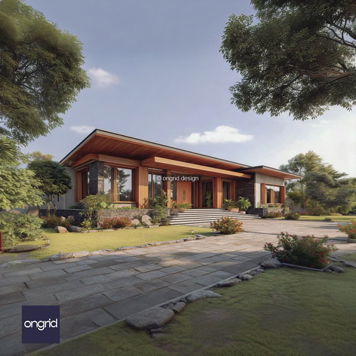 Wood and Stone Single Floor Pavilion