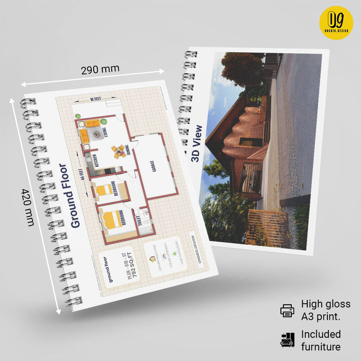 Sloped Roof Modern Home Plan Print Books Ongrid.Design 