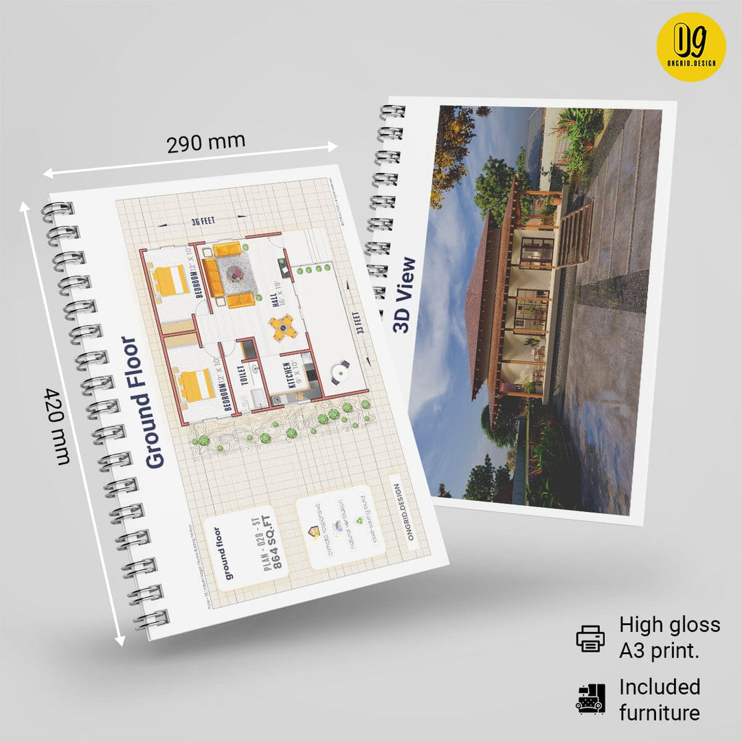 Sloped Roof Single Floor Home Plan Print Books Ongrid.Design 