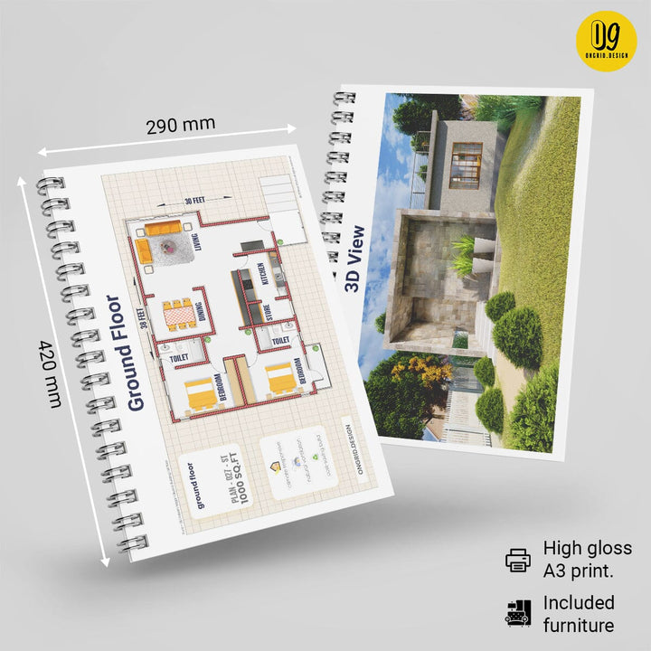 Farm House Style Modern Home Plan Print Books Ongrid.Design 