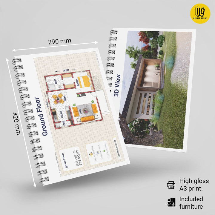 Farm House Single Storey Home Plan Print Books Ongrid.Design 