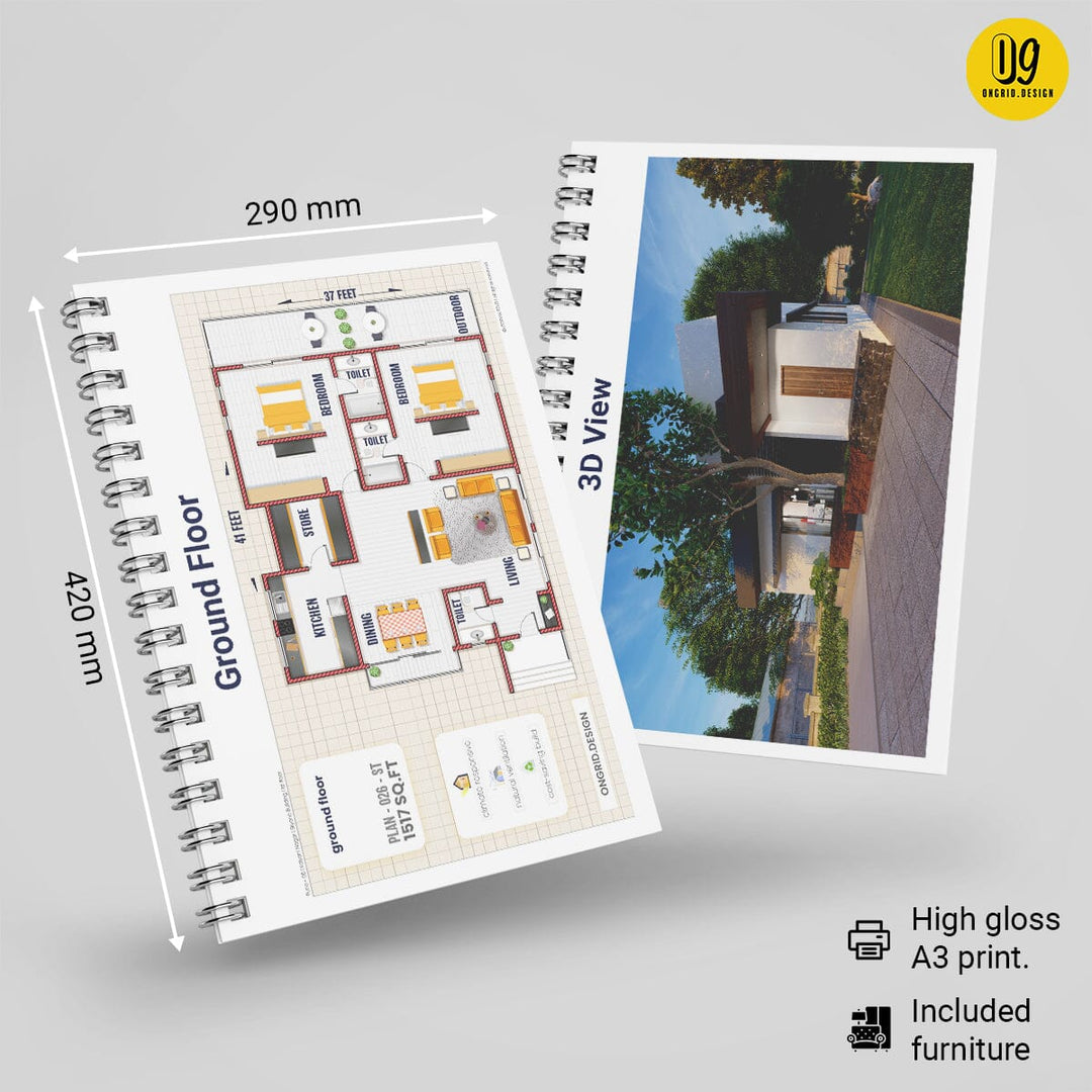 Lavish Simplex Style Home Plan Print Books Ongrid.Design 