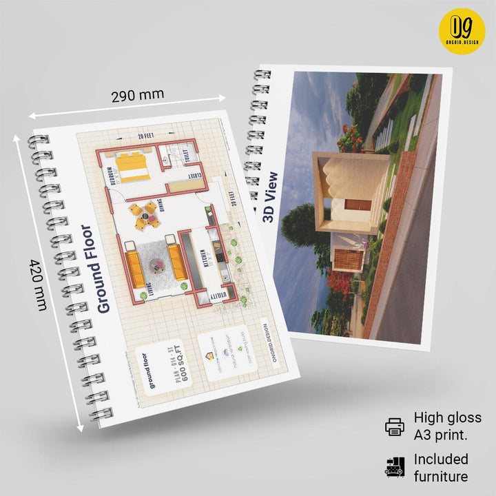 Modern Single Floor Style Home Plan Print Books Ongrid.Design 