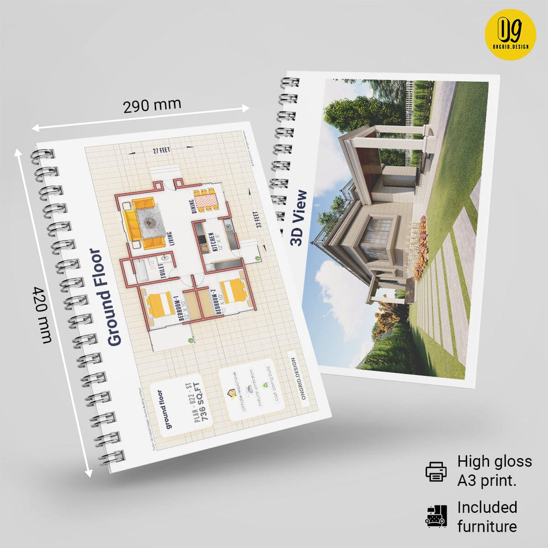 European Style Single Floor Home Plan Print Books Ongrid.Design 