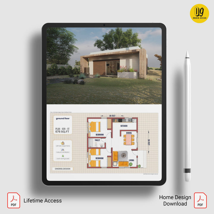 Simplex Style House Plan Print Books Ongrid.Design 