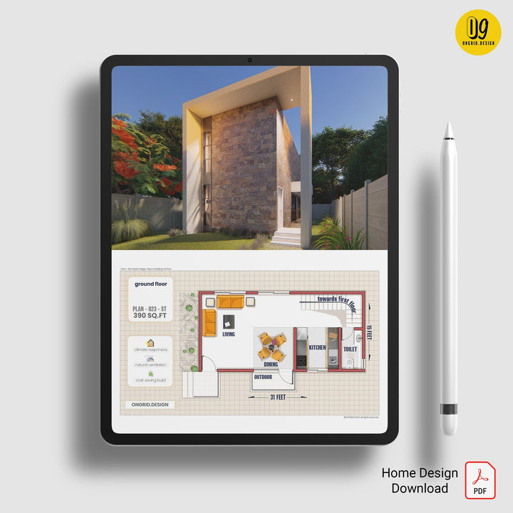 Modern Duplex Style Home Plan Print Books Ongrid.Design 