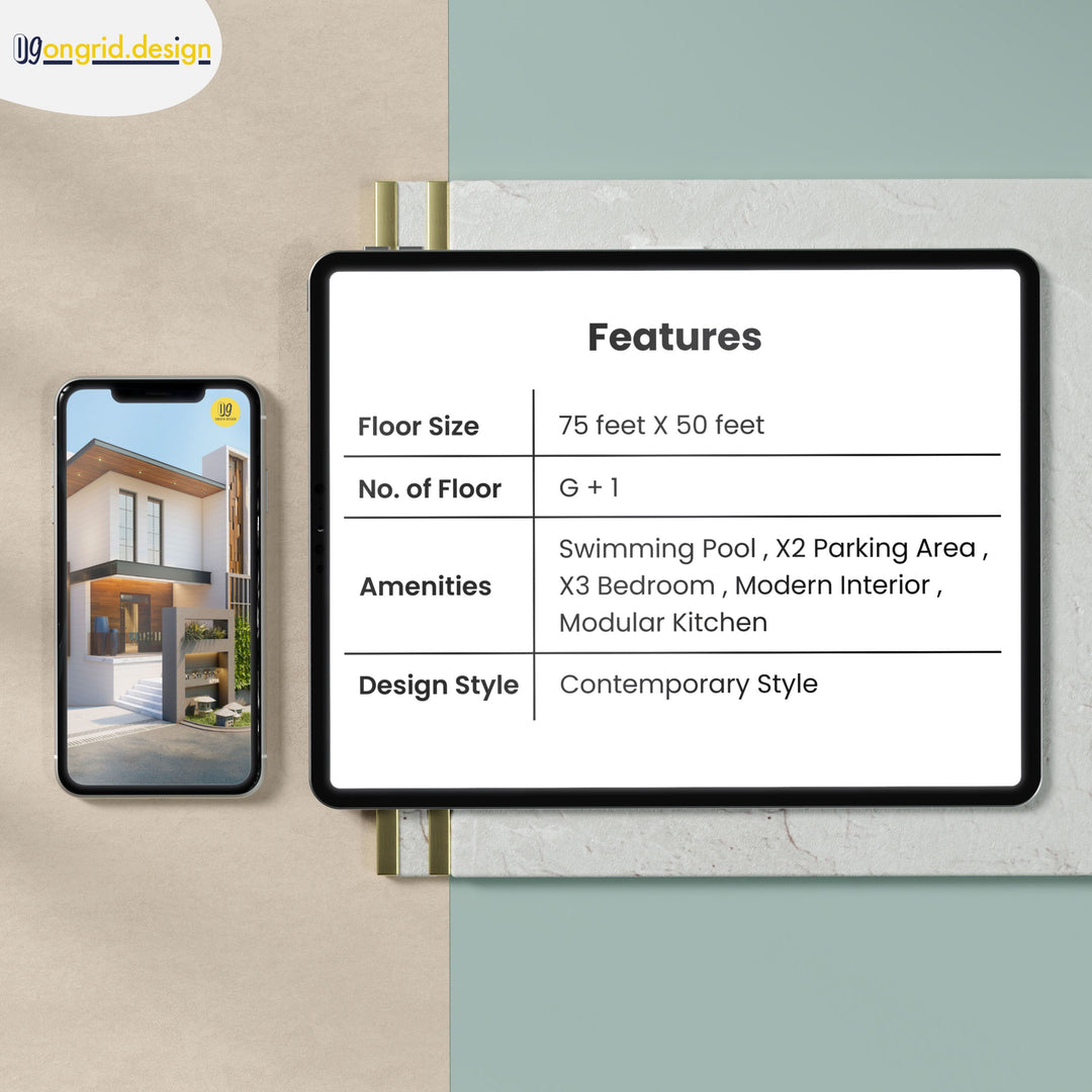 Contemporary Duplex Style Home Plan Print Books Ongrid.Design 